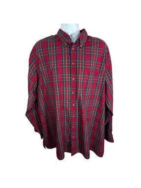 Harbor Bay Red Plaid Button Down Shirt Mens Size 2XLT Big & Tall